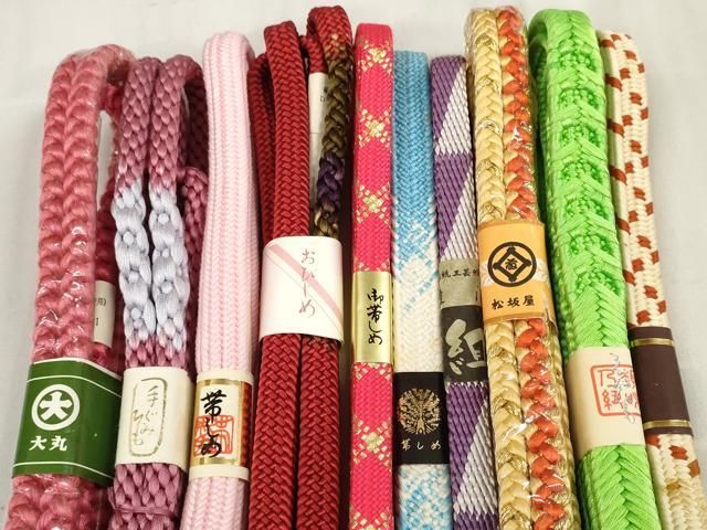 平和屋着物 和装小物 帯締め10本セット 雅流 手組紐 組紐 角八つ組 金糸 大丸 松坂屋扱い 全て正絹 zzz