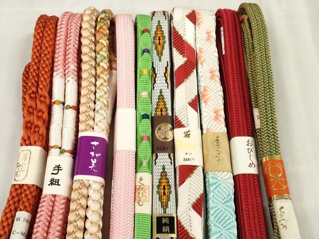 平和屋着物 和装小物 帯締め10本セット 手組紐 組紐 やくよけ 金糸 さが美扱い 全て正絹 zzz