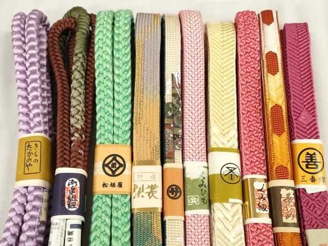 平和屋着物 和装小物 帯締め10本セット 手組紐 高麗組 笹浪組 金糸 松坂屋 扱い 全て正絹 zzz