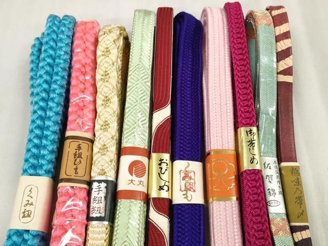 平和屋着物 和装小物 帯締め10本セット 佐賀錦 手組紐 組紐 レザー 金糸 全て正絹 zzz