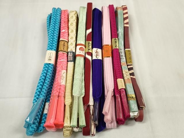 平和屋着物●和装小物　帯締め10本セット　佐賀錦　手組紐　組紐　レザー　金糸　全て正絹　逸品　未使用　DABA7058zzz 平和屋着物○和装小物 帯締め10本セット 佐賀錦 最新 手組紐 組紐