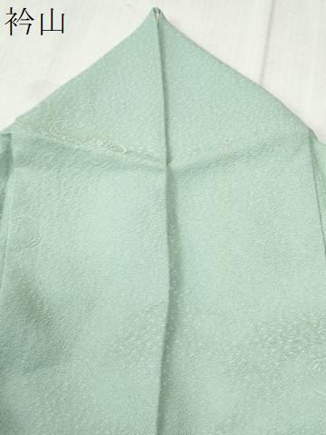  平和屋着物 上質な色無地 草花丸地紋 薄萌葱色 ロング丈 正絹 yc 色無地 着物