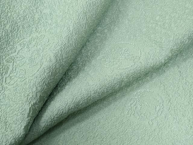 平和屋着物 上質な色無地 草花丸地紋 薄萌葱色 ロング丈 正絹 yc