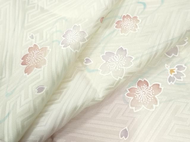 平和屋着物○長襦袢 無双仕立て 紗綾形舞桜文 暈し染め 正絹 逸品