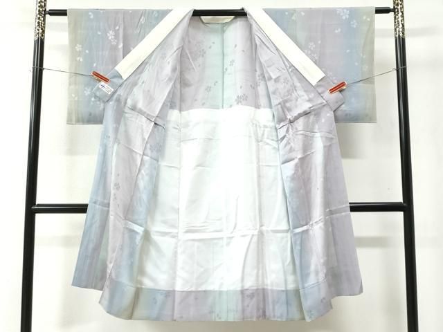 平和屋着物○長襦袢 無双仕立て 舞蝶桜地紋 暈し染め 正絹 逸品 CABA6362yc