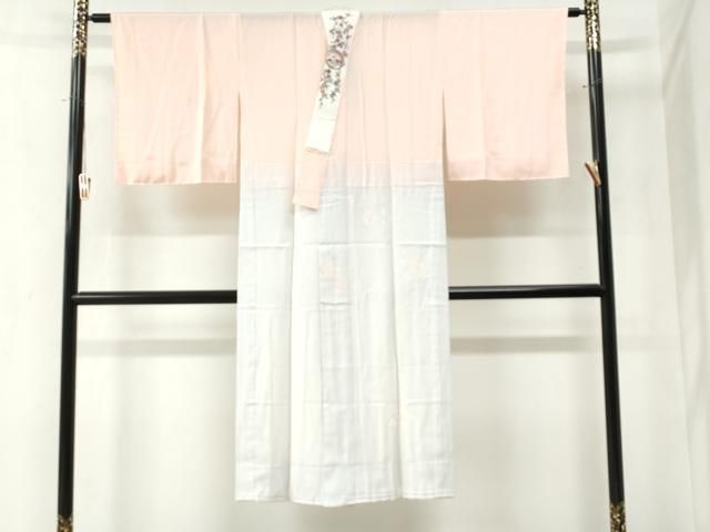 平和屋着物 長襦袢 無双仕立て 枝桜文 暈し染め 半衿刺繍 正絹 yc