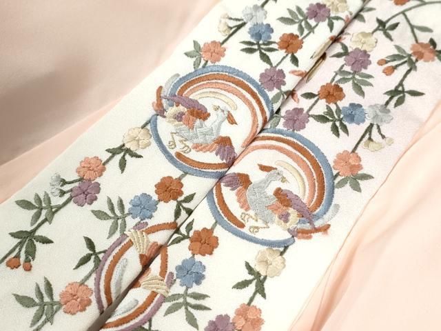  平和屋着物 長襦袢 無双仕立て 枝桜文 暈し染め 半衿刺繍 正絹 yc 長襦袢 長襦袢 半襦袢