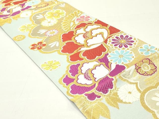 平和屋着物○六通柄袋帯 唐織 舞花文 金糸 正絹 逸品 DAAZ3191ob