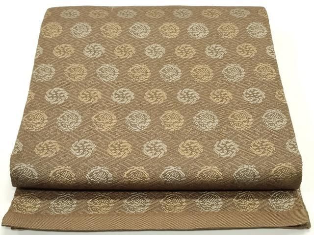 平和屋着物 アンティーク 大正ロマン 八寸名古屋帯 唐織 花丸間道 正絹 ob