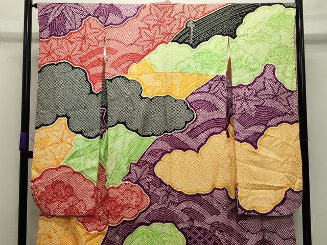 平和屋着物 豪華振袖 総絞り 立波雲取り松文 正絹 gh