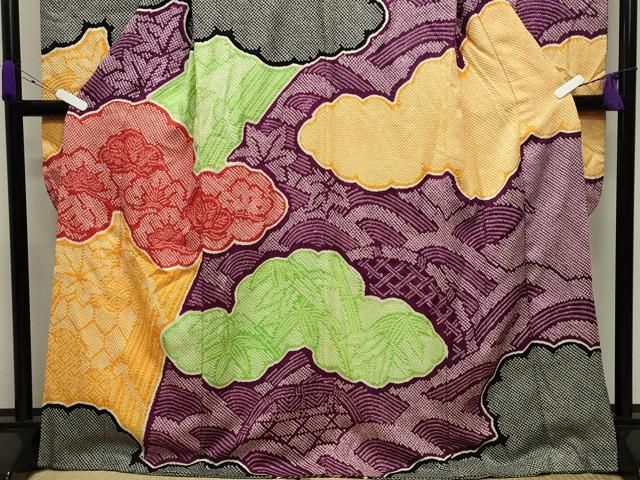  平和屋着物 豪華振袖 総絞り 立波雲取り松文 正絹 gh 振袖 着物