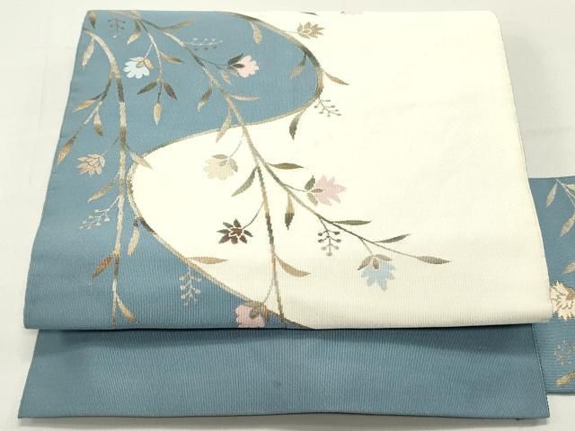 平和屋着物○爪掻き本綴れ 八寸名古屋帯 枝花文 金糸 正絹 逸品