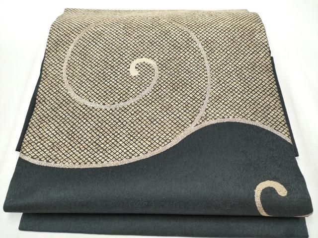 平和屋着物 つけ帯 唐織 唐草文 黒地 金糸 正絹 hy