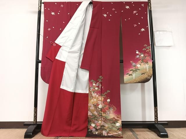 平和屋着物 豪華振袖 檜扇熨斗花文 暈し染め 金彩 正絹 vp