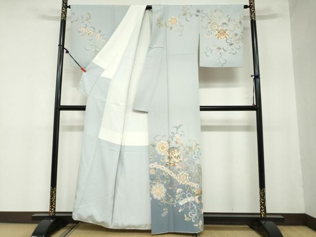 平和屋着物○訪問着 作家物 駒刺繍 鳳凰草花文 暈し染め 金銀彩 正絹