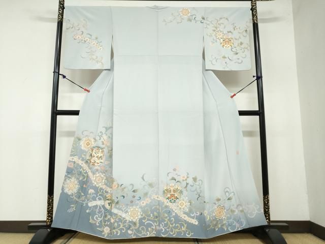 平和屋着物○訪問着 作家物 駒刺繍 鳳凰草花文 暈し染め 金銀彩 正絹