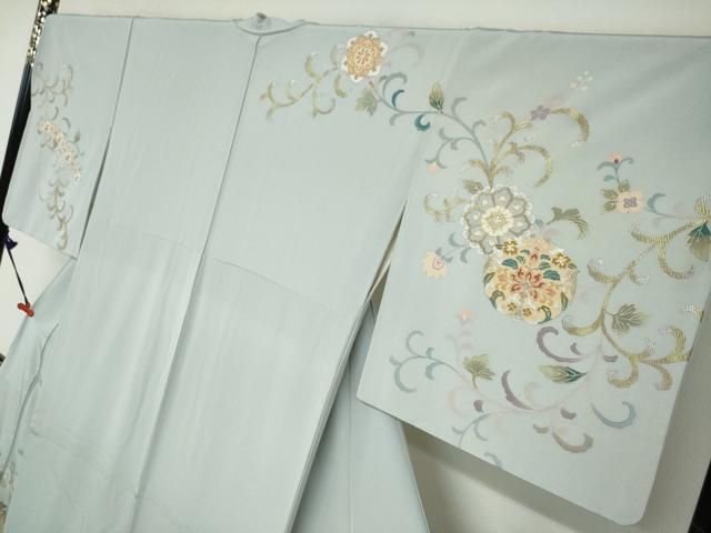 平和屋着物○訪問着 作家物 駒刺繍 鳳凰草花文 暈し染め 金銀彩 正絹