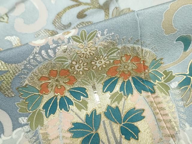 平和屋着物○訪問着 作家物 駒刺繍 鳳凰草花文 暈し染め 金銀彩 正絹