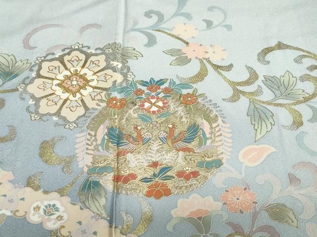 平和屋着物●訪問着　作家物　大空澄人　cire　草花文　暈し染め　金銀彩　正絹　逸品　未使用　AAAZ1970ph 平和屋着物○訪問着 作家物 駒刺繍 鳳凰草花文 暈し染め 金銀彩 正絹