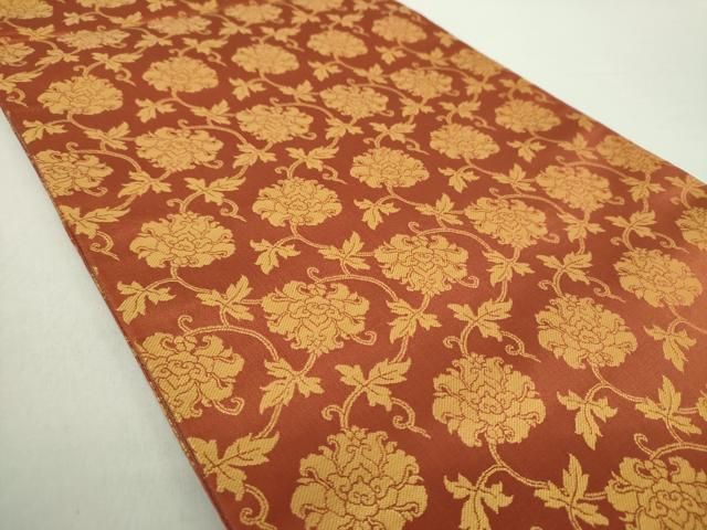 平和屋着物○全通柄袋帯 牡丹唐草 金糸 正絹 逸品 未使用 DABA1318ps