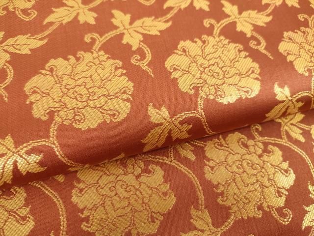 平和屋着物○全通柄袋帯 牡丹唐草 金糸 正絹 逸品 未使用 DABA1318ps