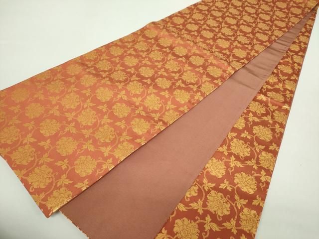 平和屋着物○全通柄袋帯 牡丹唐草 金糸 正絹 逸品 未使用 DABA1318ps