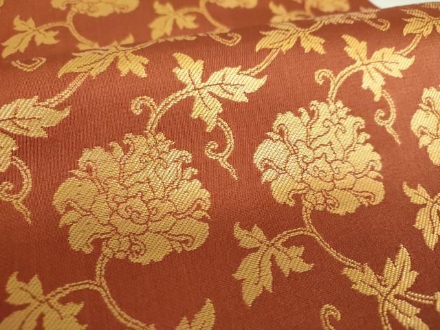 平和屋着物○全通柄袋帯 牡丹唐草 金糸 正絹 逸品 未使用 DABA1318ps
