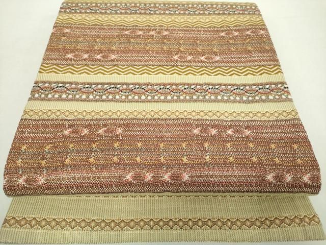 専用帯4191 4185 二点セット●ひなや工房 伊豆蔵明彦 高級 正絹 刺繍 平和屋着物○ひなや工房 くむ・あむ・おる 伊豆蔵明彦 六通柄袋帯 横段