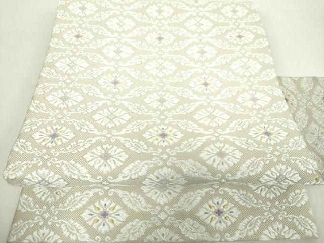 平和屋着物○九寸名古屋帯 唐織 花菱文 金銀糸 正絹 逸品 DABA1337ps