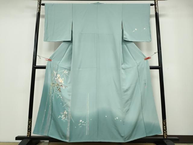 平和屋着物○京加賀友禅 百貫石峰 訪問着 枝花文 暈し染め 正絹 逸品