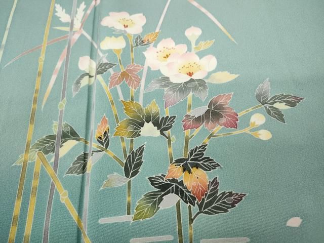 平和屋着物○京加賀友禅 百貫石峰 訪問着 枝花文 暈し染め 正絹 逸品