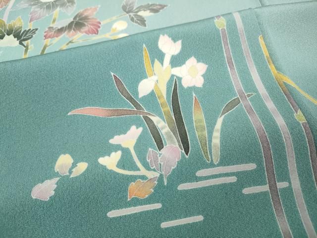 平和屋着物○訪問着 流水短冊草花文 暈し染め 正絹 逸品 CABA8229ut