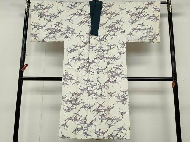 平和屋着物 男性 長襦袢 無双仕立て 飛鶴文 正絹 ut