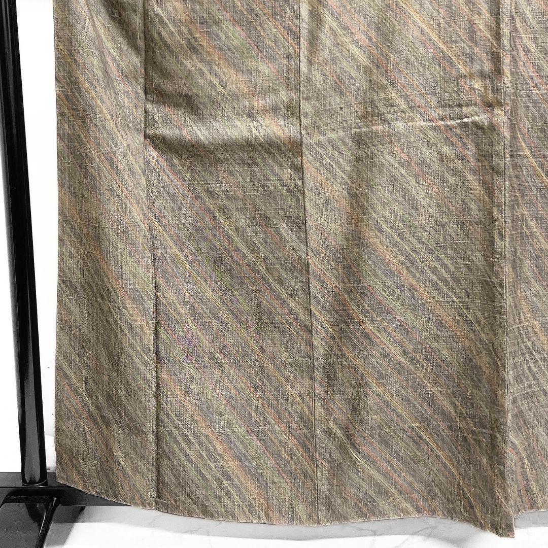  小紋 紬 斜め縞 くすみ 変わり格子 着物 123 b d ms 小紋 着物