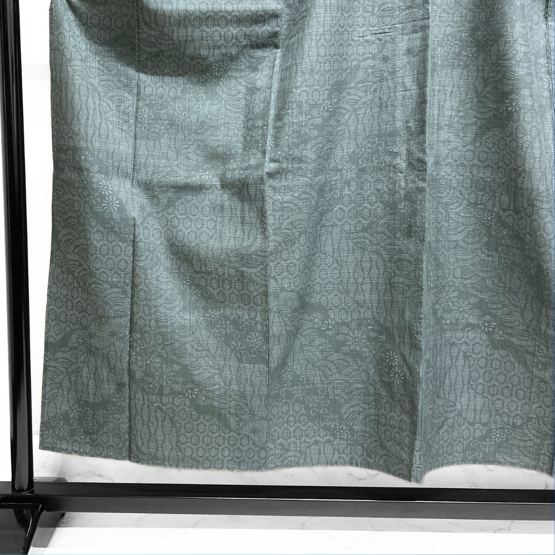 小紋 本場結城紬 単衣 道長取り 100亀甲 菊 着物 123b d ms - メルカリ