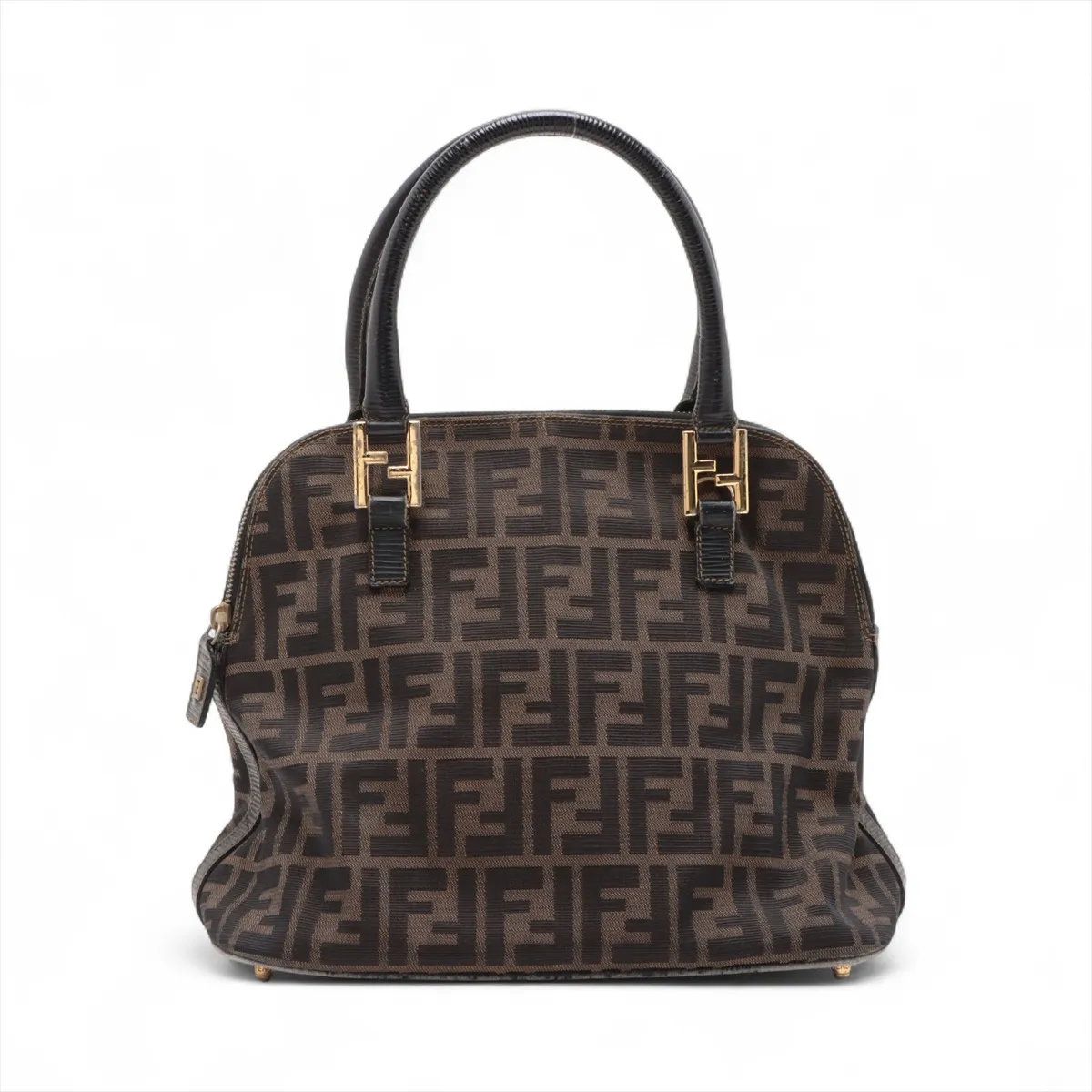 美品 フェンディ ズッカ レザー キャンバス ハンドバッグ トート 本革