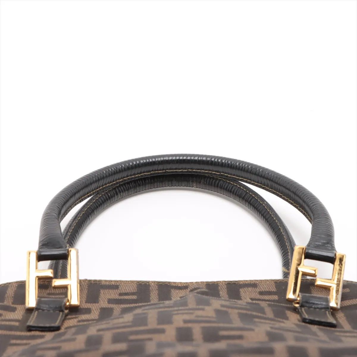 美品 フェンディ ズッカ レザー キャンバス ハンドバッグ トート 本革