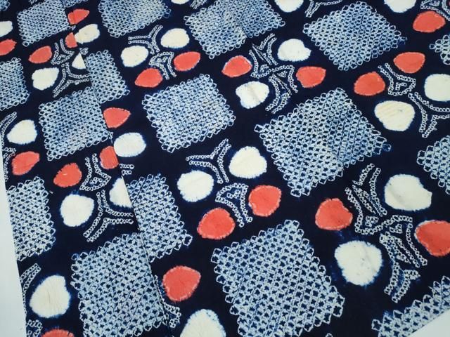 平和屋着物∴夏物 浴衣 有松鳴海絞り 市松舞蝶文 綿 ng 浴衣単品 浴衣 着物 浴衣