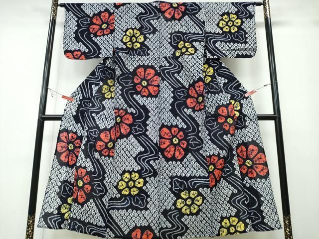 平和屋着物∴夏物 浴衣 有松鳴海絞り 松川菱吉祥文 綿 逸品 CABA0787ng