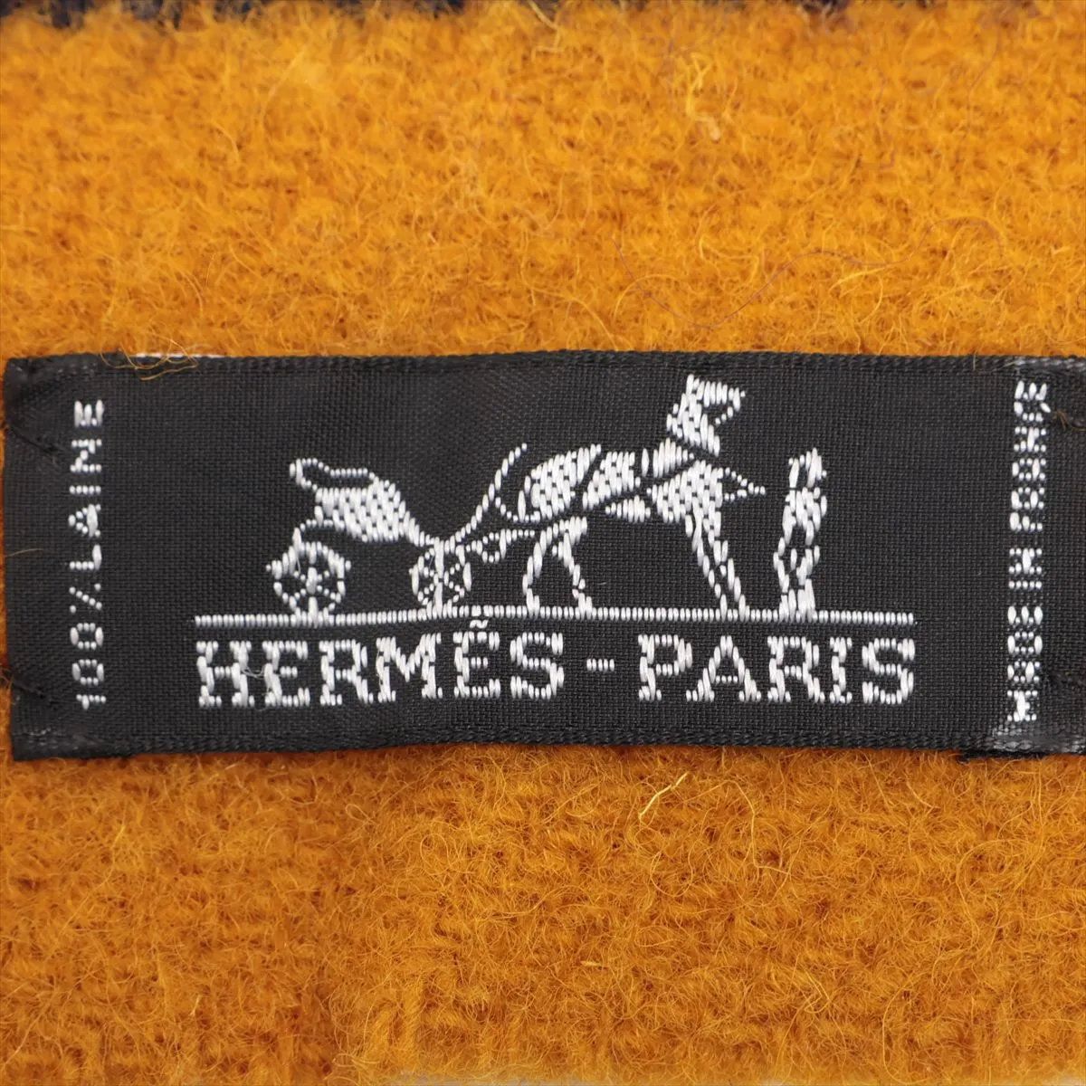 エルメス ロカバール マフラー ウール オレンジ ファッション おしゃれ ストール メンズ レディース MMM DE 51-9 チェックシャツ ベーシック服