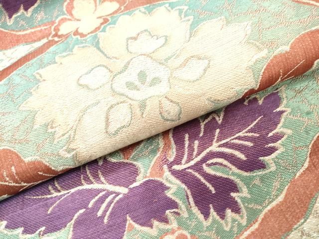  平和屋着物 アンティーク 大正ロマン 九寸名古屋帯 花唐草文 銀糸 正絹 fe その他 着物 浴衣