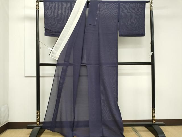 平和屋着物 夏物 色無地 変わり絽 深紫色 正絹 ou
