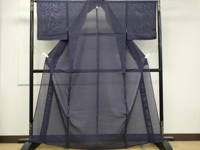 平和屋着物 夏物 色無地 変わり絽 深紫色 正絹 ou