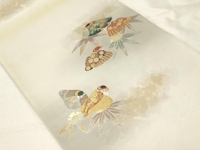 平和屋着物○六通柄袋帯 吉祥福良雀 金銀糸 研ぎ出し引箔 正絹 逸品