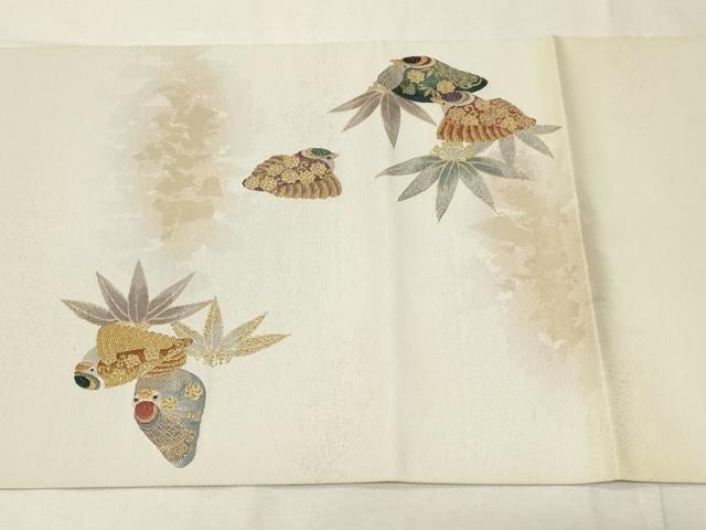 平和屋着物○六通柄袋帯 吉祥福良雀 金銀糸 研ぎ出し引箔 正絹 逸品