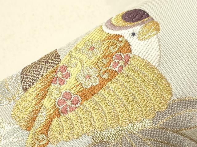 平和屋着物○六通柄袋帯 吉祥福良雀 金銀糸 研ぎ出し引箔 正絹 逸品