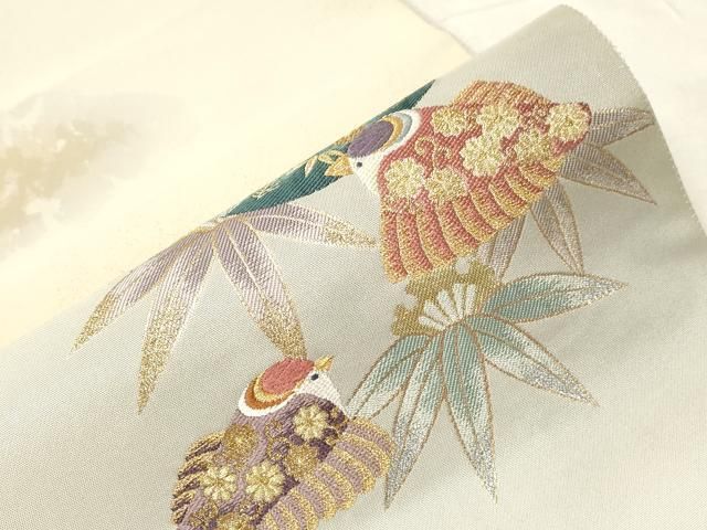 平和屋着物□九寸名古屋帯 手描き 吉祥花文 黒地 金銀彩 鬼 平和屋着物□九寸名古屋帯 手描き 吉祥花文 黒地 金銀彩 鬼