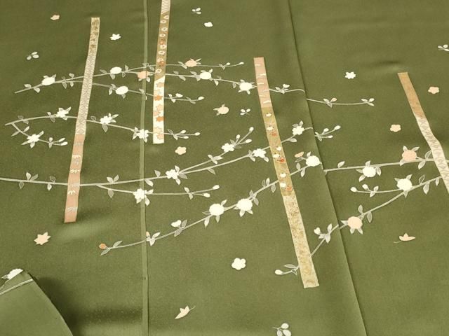 平和屋着物 京都の和装業の老舗一門 千切屋治兵衛 付下げ 反物 着尺 短冊枝花文 金彩 鈴乃屋扱い zzz