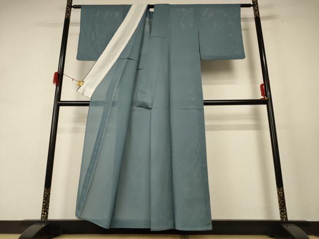 平和屋着物 夏物 色無地 絽縮緬 湊鼠色 正絹 jd