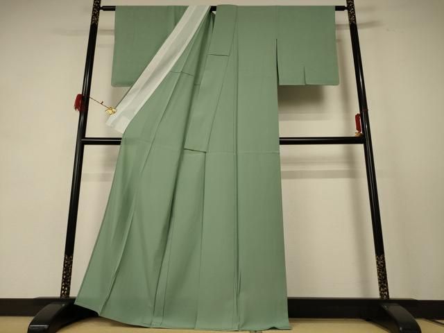 平和屋着物 夏物 色無地 絽 山葵色 正絹 jd